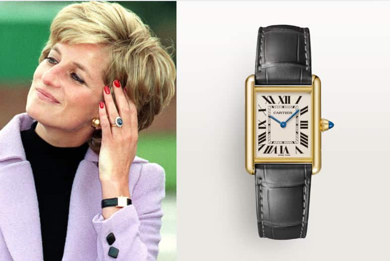 Princess Diana Wearing Cartier Tank
