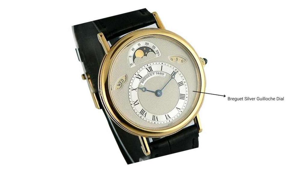 Breguet silver guilloche dial watch