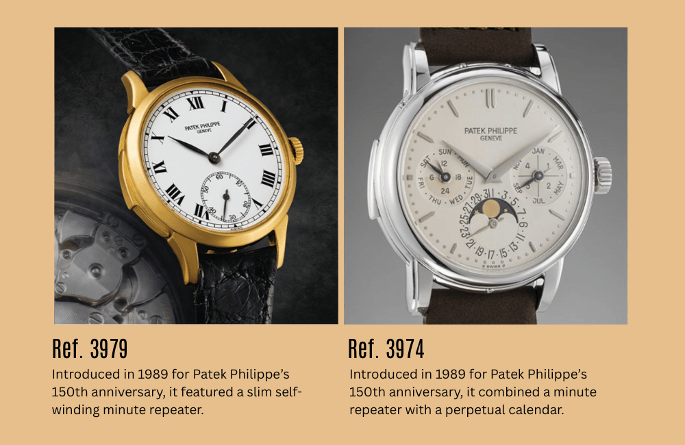Ref. 3979 (a thin automatic repeater) and Ref. 3974 (repeater + perpetual calendar)