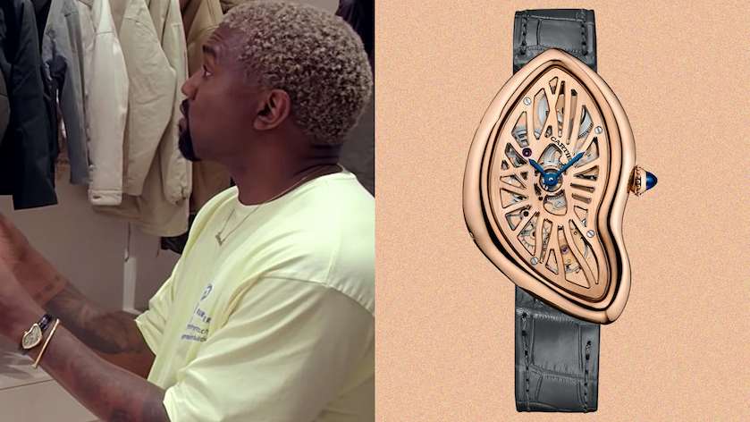 Kanye West in a Cartier Crash watch