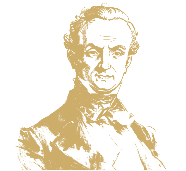 Vintage-style gold line illustration of Abraham-Louis Breguet