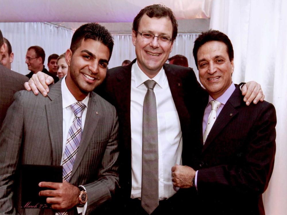 Rish and Love Mahtani celebrating with Thierry Stern