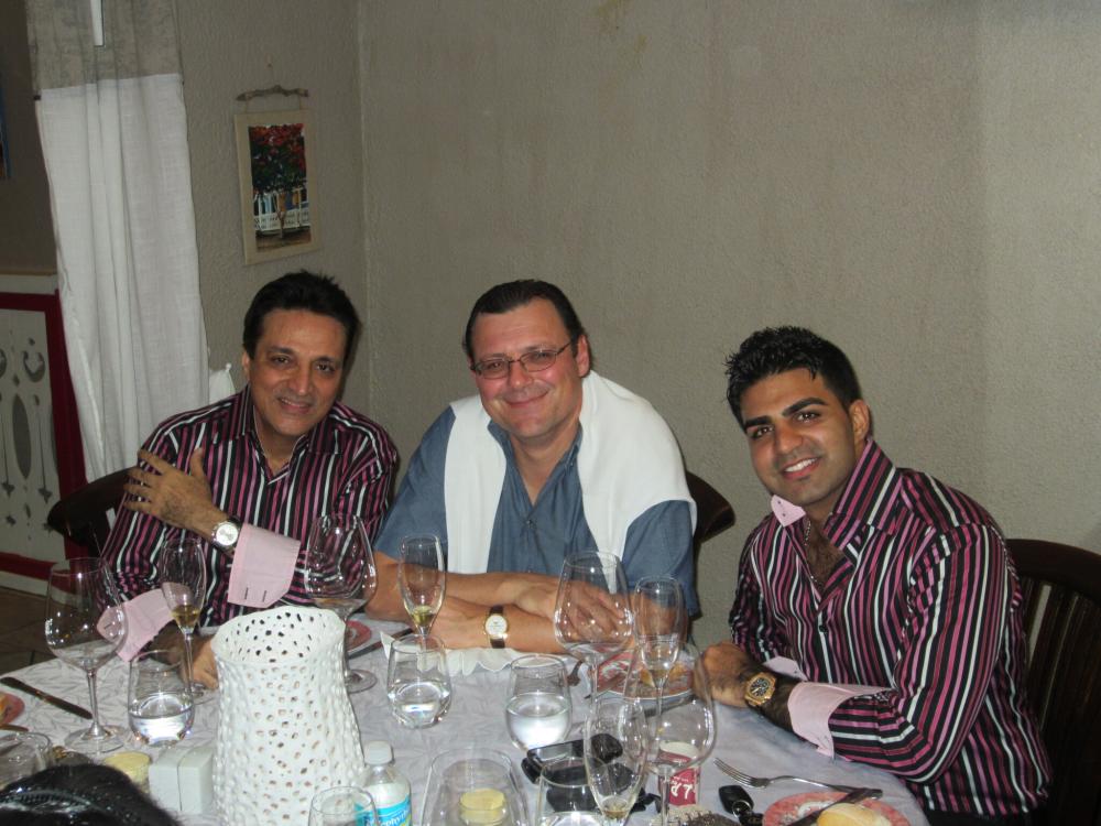 Thierry Stern having dinner with Love and Rish Mahtani