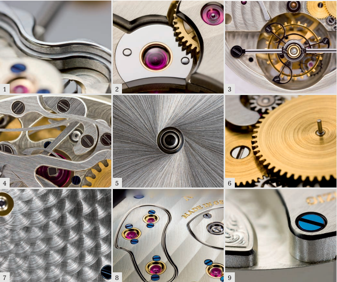 decorations and engravings of a mechanical watch timepiece