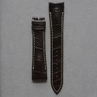 Strap BR Dark Chocolate Brown (Off White Stitch) Leather Alligator (Matt) - Sq scales [PDD] 22x18 mm Extra Long