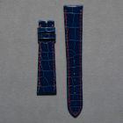 Strap PP Dark Blue (Red Stitch) Pin Leather Alligator (Shiny) - Sq scales [PDD] 20x16 mm Regular