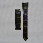 Strap PP Black (Yellow Stitch) Dep Leather Alligator (Matt) - Sq scales [PDD] 20x16 mm Regular