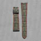 Strap PP Light Grey (Red Stitch) Pin Leather Alligator (Shiny) - Sq scales [PDD] 20x16 mm Regular