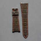 Strap PP Grey (Orange Stitch) Leather Alligator (Shiny) - Sq scales [PDD] 25x18 mm Regular
