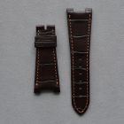 Strap PP Dark Brown (Light Brown Stitch) Leather Alligator (Matt) - Sq scales [PDD] 25x18 mm Long