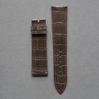 Strap PP Grey (Red Stitch) Pin Leather Alligator (Shiny) - Sq scales [PDD] 21x18 mm Regular