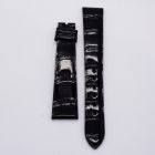 Strap PP Black Pin Leather Alligator (Shiny) - Sq scales [PDD] 18x14 mm Long