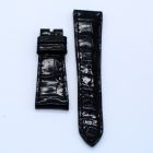 Strap PP Black Pin Leather Alligator (Shiny) - Sq scales [PDD] 19x14 mm Short