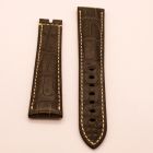 Strap BR Taupe (Off White Stitch) Leather Alligator (Matt) - Sq scales [PDD] 22x18 mm Extra Long