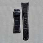 Strap AL Dark Blue (Grey Stitch) Leather Alligator (Matt) - Sq scales [PDD] 20x16 mm Short