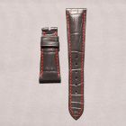 Strap PP Dark Grey (Red Stitch) Dep Leather Alligator (Matt) - Sq scales [PDD] 22x16 mm Short