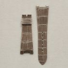 Strap PP Grey (Brown Stitch) Leather Alligator (Shiny) - Sq scales [PDD] 25x18 mm Regular
