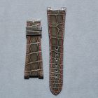 Strap PP Grey (Red Stitch) Leather Alligator (Shiny) - Sq scales [PDD] 25x18 mm Regular