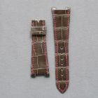 Strap PP Grey (Pink Stitch) Leather Alligator (Shiny) - Sq scales [PDD] 25x18 mm Regular