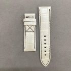 Strap PP Pearly White (Chocolate Brown Stitch) Pin 5524 Leather Alligator (Matt) - Sq scales [PDD] 21x18 mm Short