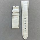 Strap PP Pearly White (Off White Stitch) Pin Leather Alligator (Matt) - Sq scales [PDD] 18x14 mm Short