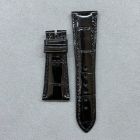 Strap PP Black Pin Leather Alligator (Shiny) - Sq scales [PDD] 21x16 mm Short