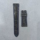 Strap PP Grey (Royal Blue Stitch) Dep Calf leather (Shiny) - Alligator Imprint - Sq scales [PDD] 19x16 mm Short