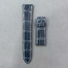 Strap PP Blue Grey (Off White Stitch) Dep Leather Alligator (Shiny) - Sq scales [PDD] 19x16 mm Short