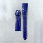 Strap PP Royal Blue (Grey Stitch) Dep Leather Alligator (Shiny) - Sq scales [PDD] 21x16 mm Long