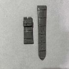 Strap PP Grey (Light Grey Stitch) Dep Calf leather (Shiny) - Alligator Imprint - Sq scales [PDD] 19x16 mm Short