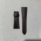 Strap PP Black (Red Stitch) Pin Calf leather (Matt) - Carbon Fiber Pattern [PDD] 22x16 mm Short