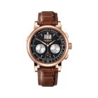 DATOGRAPH UP/DOWN With Black, Argenté Dial And Reddish-Brown, Alligator Leather Strap