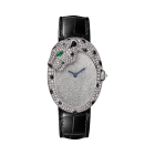 Panthère Jewelry | Large model, automatic movement, white gold, diamonds, emerald, lacquer