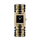 HPI01592 Tank jewelry watch | Large model, quartz movement, yellow gold, diamonds, onyx