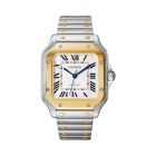 W2SA0016 Santos de Cartier | Medium model, automatic movement, yellow gold, steel, interchangeable metal and leather bracelets