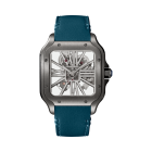 WHSA0023 Santos de Cartier | Large model, hand-wound mechanical movement, steel, ADLC, leather