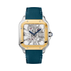 WHSA0024 Santos de Cartier | Large model, hand-wound mechanical movement, yellow gold, steel, leather