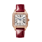 WJSA0016 Santos Dumont | Large model, quartz movement, rose gold, diamonds, leather