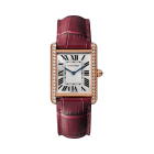 WJTA0014 Tank Louis Cartier | Large model, hand-wound mechanical movement, rose gold, diamonds, leather