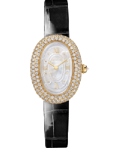 WJBA0043 Baignoire l Small model, quartz, yellow gold, diamonds, leather