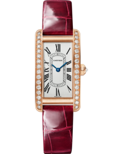 WJTA0042 Tank Américaine watch l Small model, quartz movement, rose gold, diamonds, leather