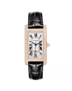 WB704751 Tank Américaine l Medium size, automatic movement, rose gold, diamonds, leather