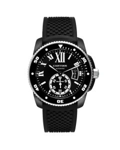 WSCA0006 Calibre de Cartier Diver l Automatic, Black ADLC Steel, Rubber Strap