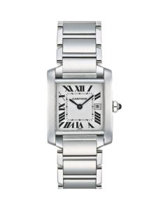 W51011Q3 Tank Francaise l Quartz, Silver Dial, Stainless Steel Bracelet