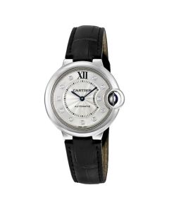 W4BB0009 Ballon Bleu de Cartier l 33 mm, automatic movement, steel, diamonds, leather