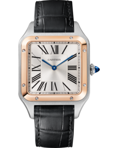 W2SA0037 Santos-Dumont Cartier l Large model, quartz movement, rose gold, steel, leather