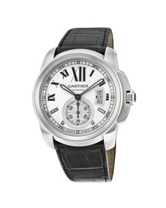W7100037 Calibre de Cartier l Automatic, Silver Dial, Black Leather Strap