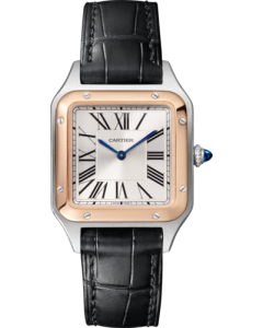 W2SA0038 Santos-Dumont Cartier l Small model, quartz movement, rose gold, steel, leather