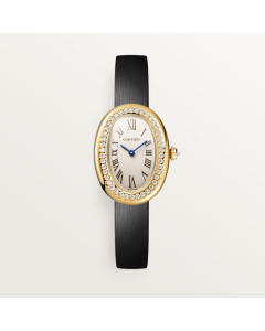 WJBA0061 Baignoire  l Small model, quartz movement, yellow gold, diamonds, leather