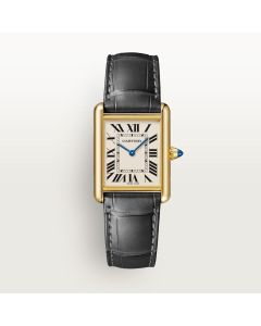 WGTA0343 Tank Louis Cartier | Large Model, Hand-Wound Mechanical Movement, 18K Yellow Gold, Sapphire Cabochon, Leather Strap